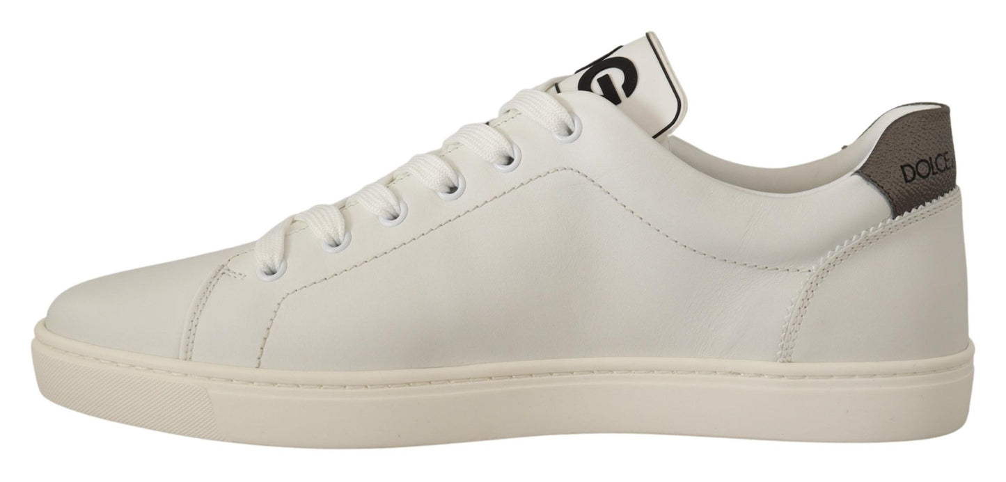 Dolce & Gabbana White Leather Low-Top Sneakers