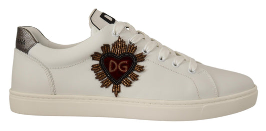 Dolce & Gabbana White Leather Low-Top Sneakers