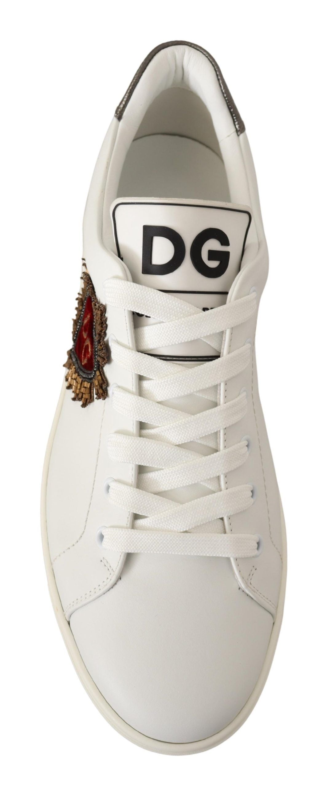 Dolce & Gabbana White Leather Low-Top Sneakers