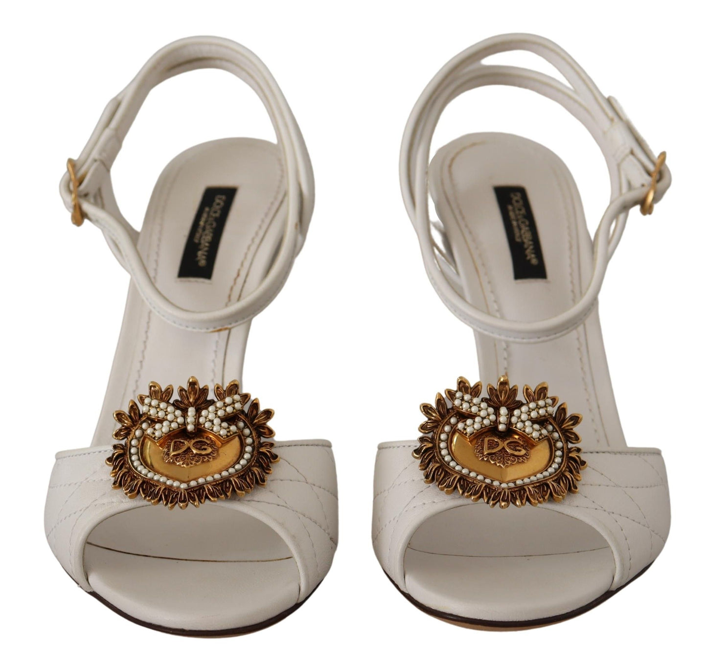 Dolce & Gabbana Devotion White & Gold Heeled Sandals