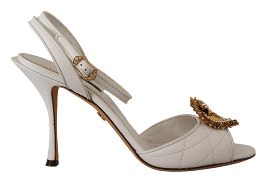 Dolce & Gabbana Devotion White & Gold Heeled Sandals