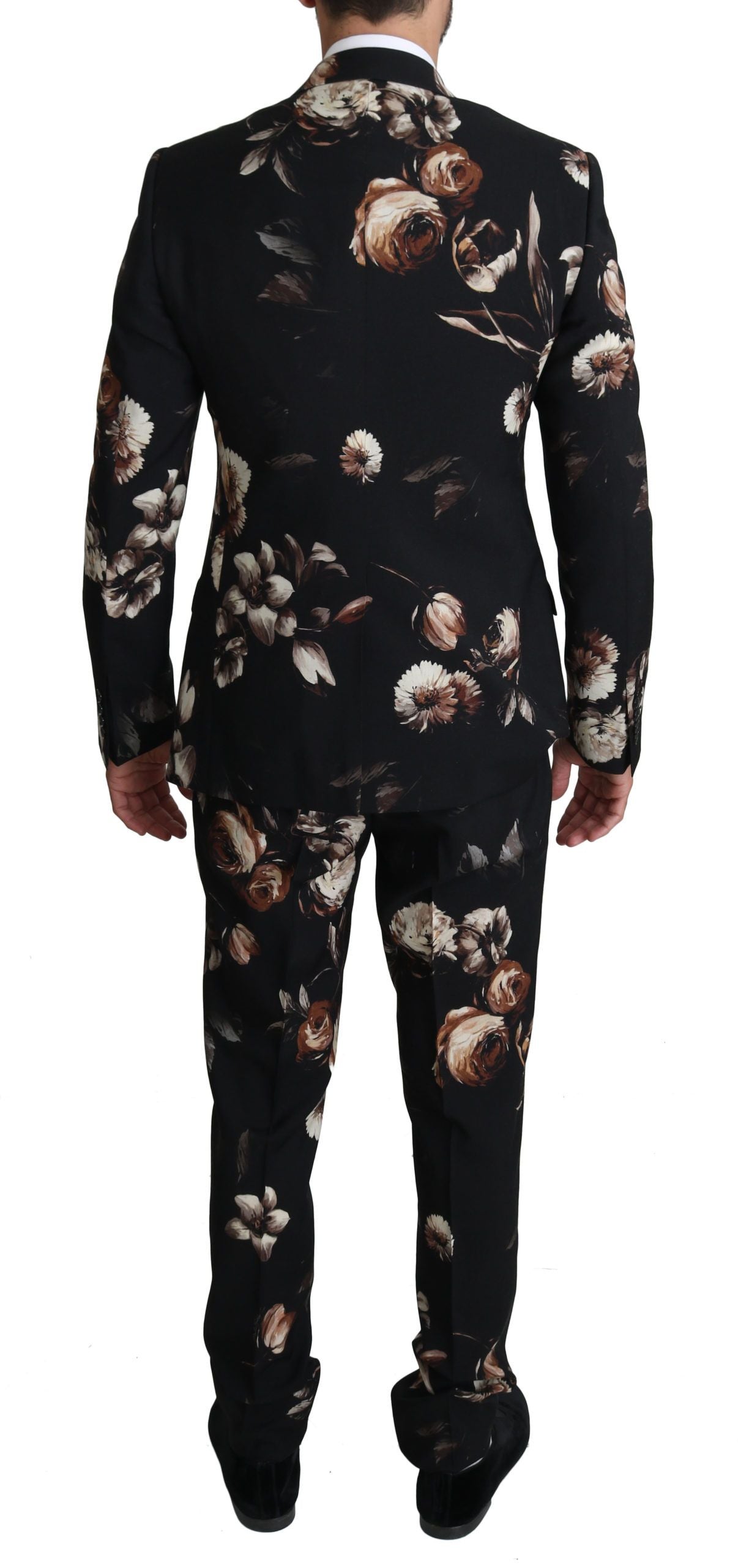 Dolce & Gabbana Elegant Black Floral Martini Suit