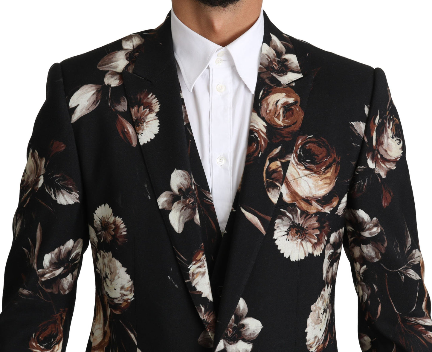 Dolce & Gabbana Elegant Black Floral Martini Suit