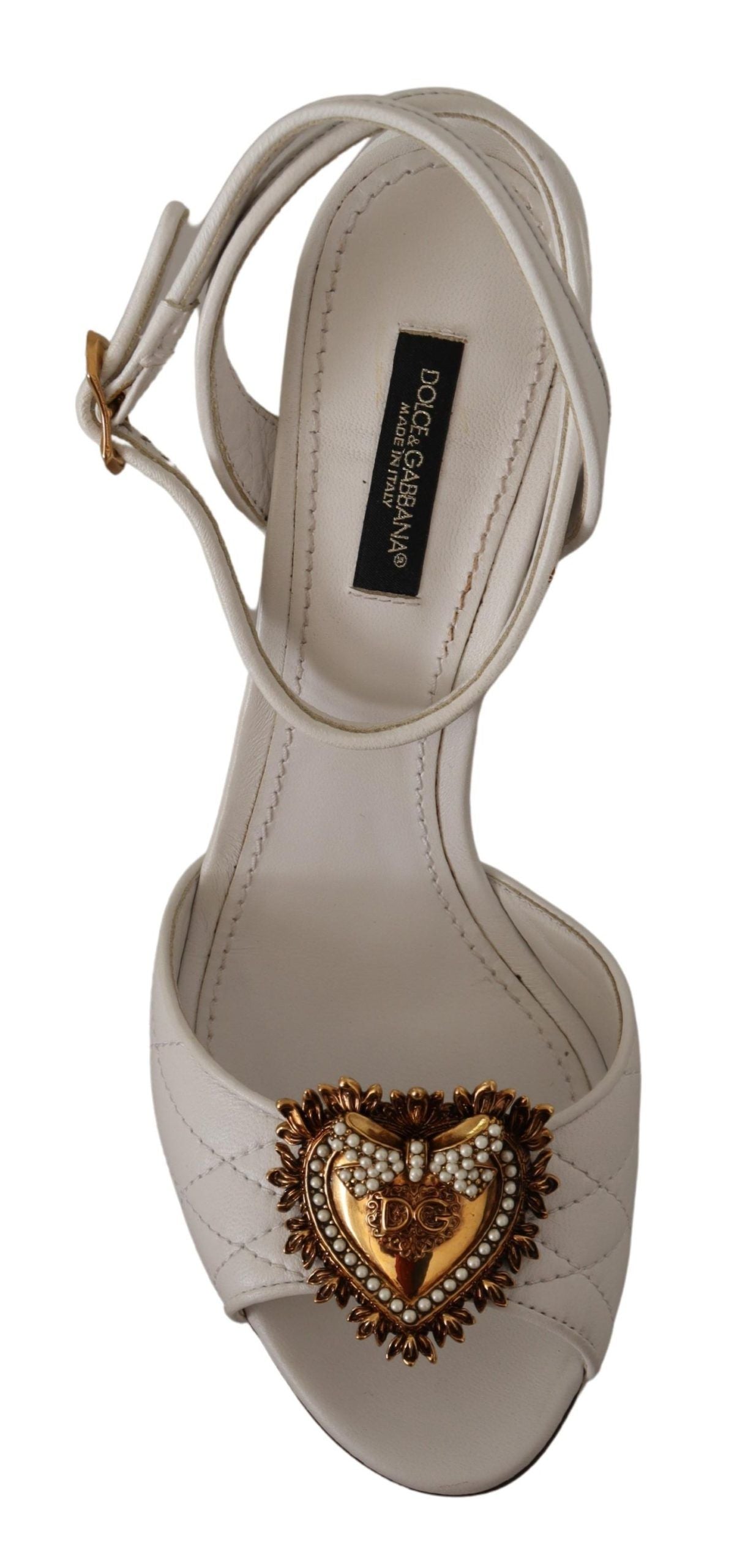 Dolce & Gabbana Devotion White & Gold Heeled Sandals