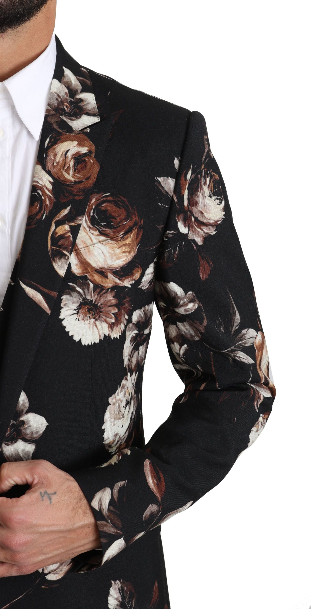 Dolce & Gabbana Elegant Black Floral Martini Suit