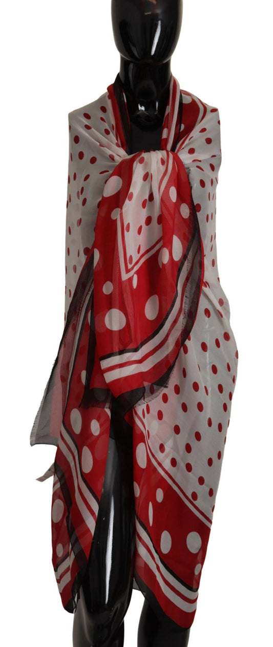 Dolce & Gabbana Elegant Polka Dot Silk Shawl Wrap