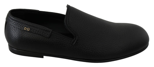 Dolce & Gabbana Elegant Black Leather Classic Loafers