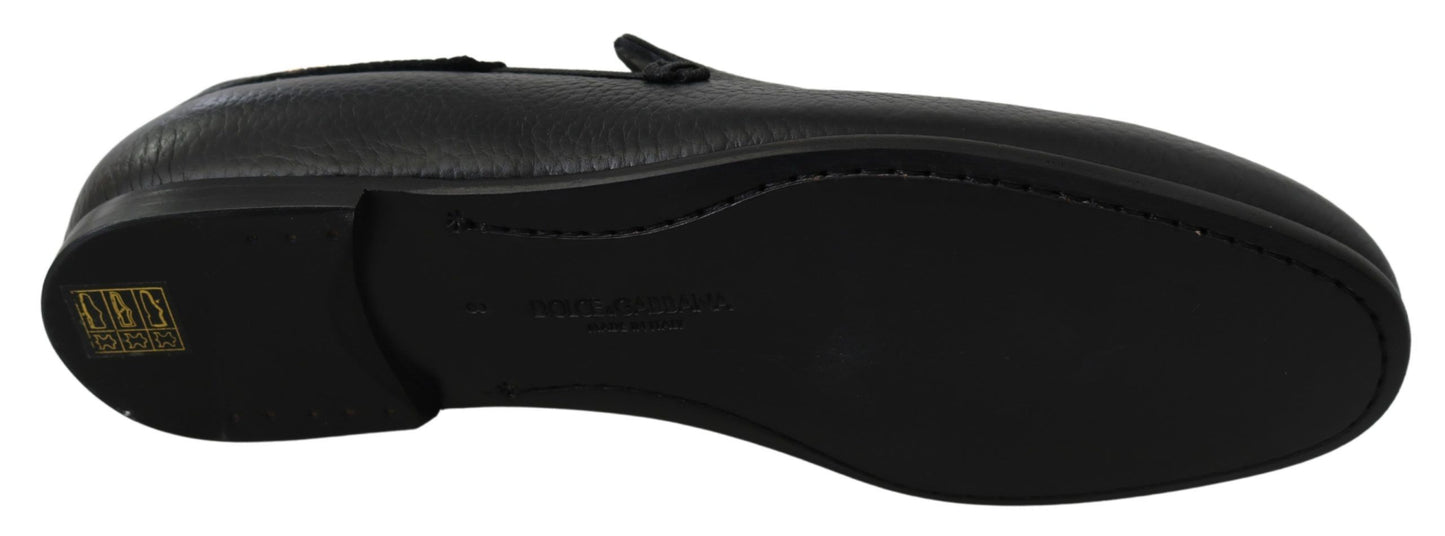 Dolce & Gabbana Elegant Black Leather Classic Loafers