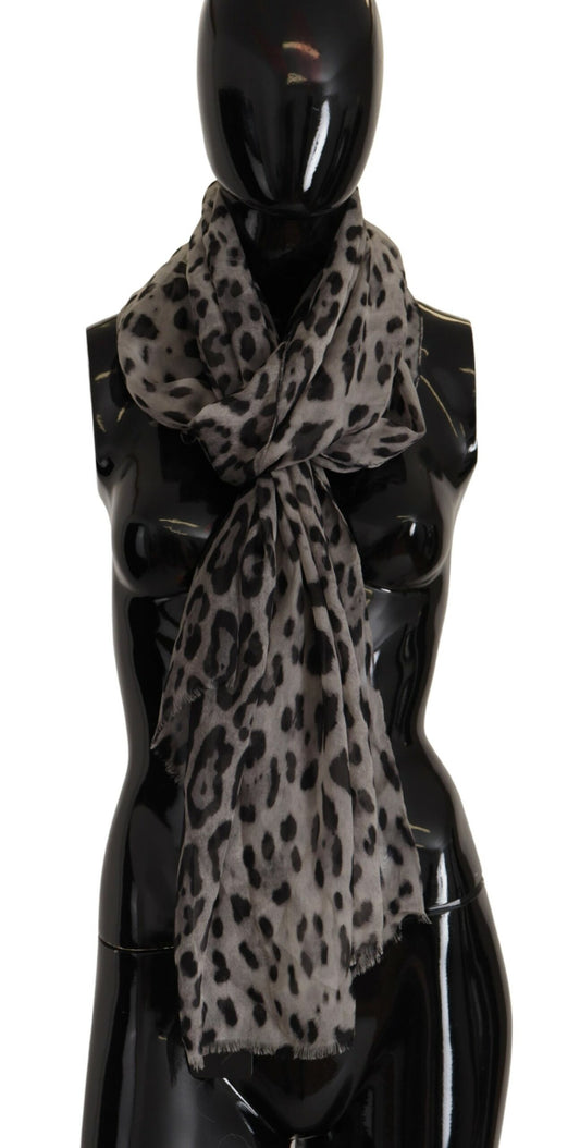 Dolce & Gabbana Elegant Leopard Print Silk Shawl Scarf