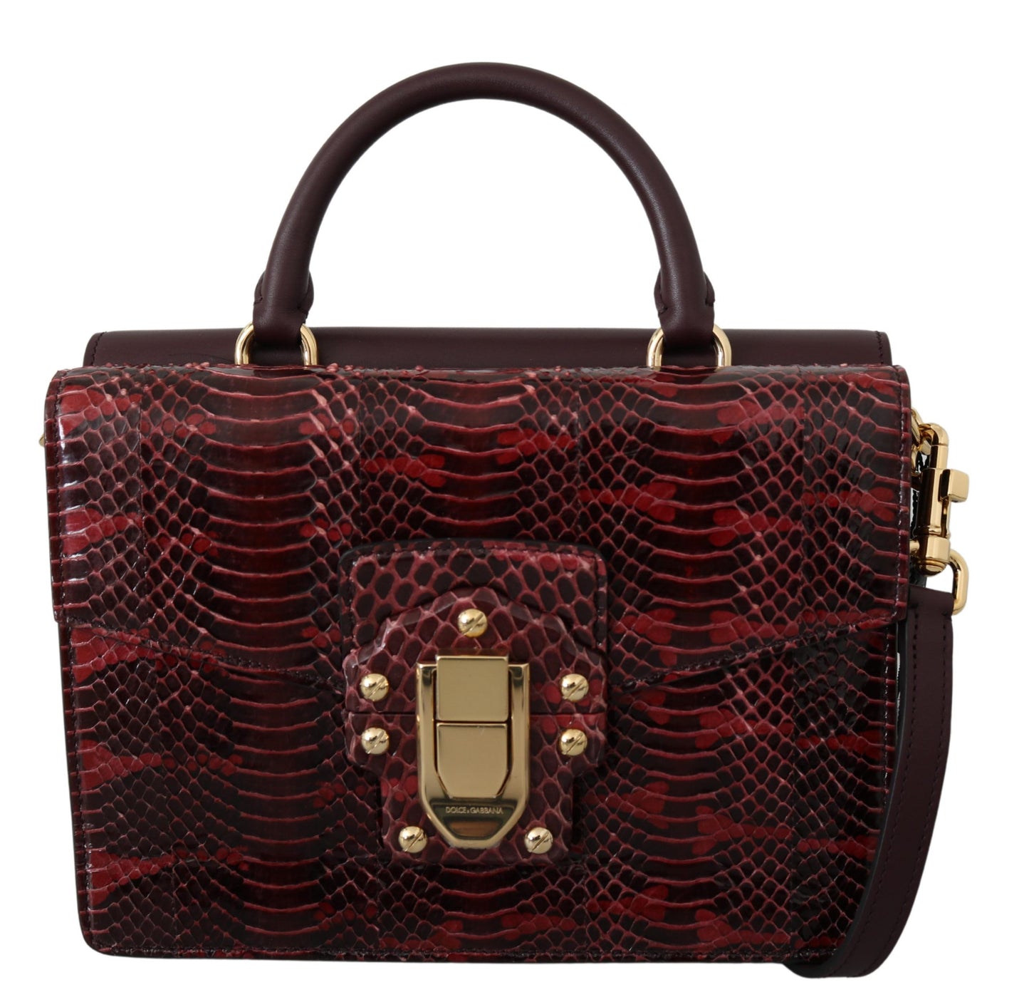 Dolce & Gabbana Elegant Bordeaux Serpentine Leather Bag