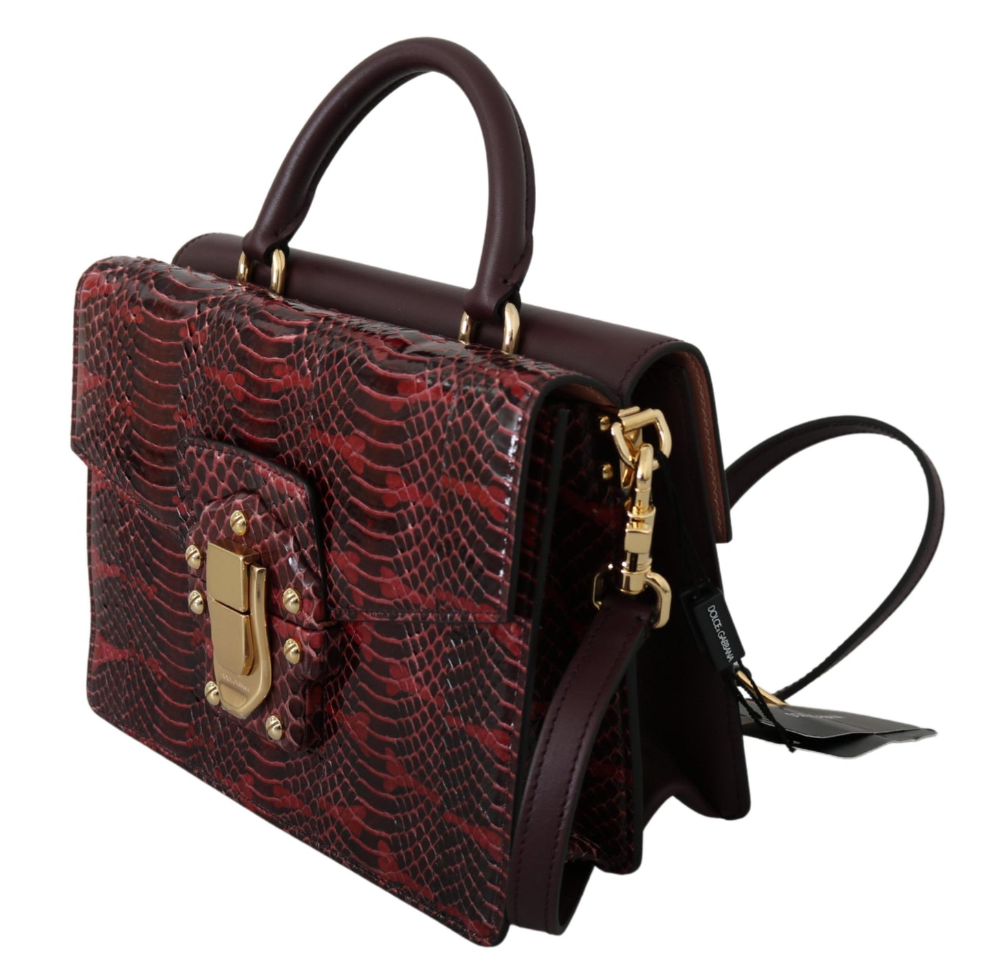 Dolce & Gabbana Elegant Bordeaux Serpentine Leather Bag