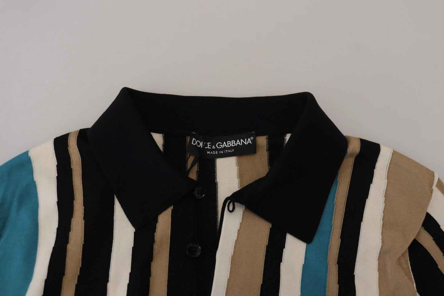 Dolce & Gabbana Elegant Silk Striped Polo T-Shirt