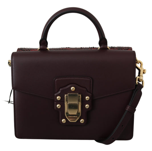 Dolce & Gabbana Elegant Bordeaux Serpentine Leather Bag