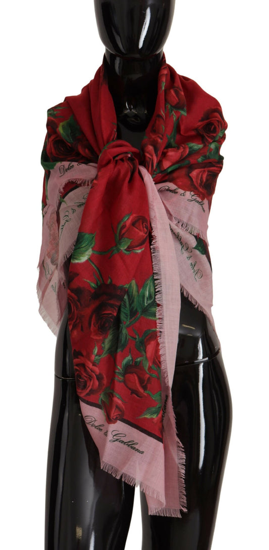 Dolce & Gabbana Elegant Silk-Cashmere Blend Rose Scarf