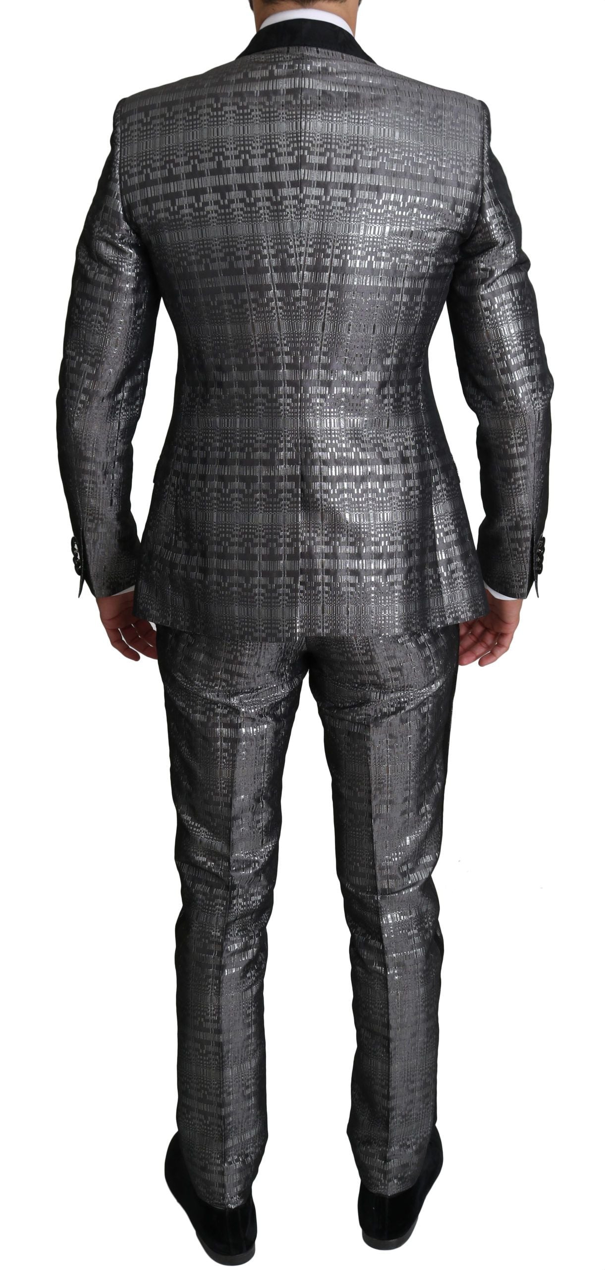 Dolce & Gabbana Elegant Silver Patterned Men's Suit