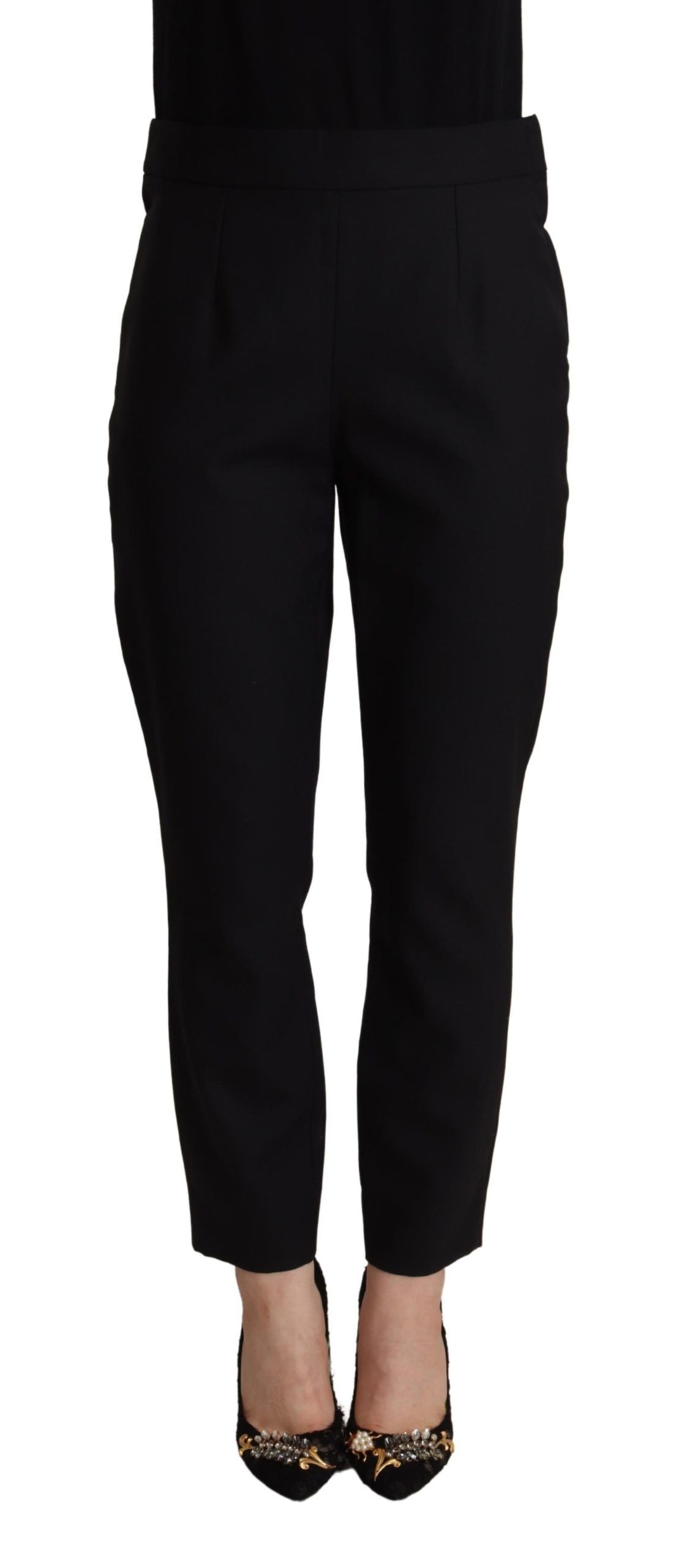 Dolce & Gabbana Elegant High Waisted Black Tapered Trousers