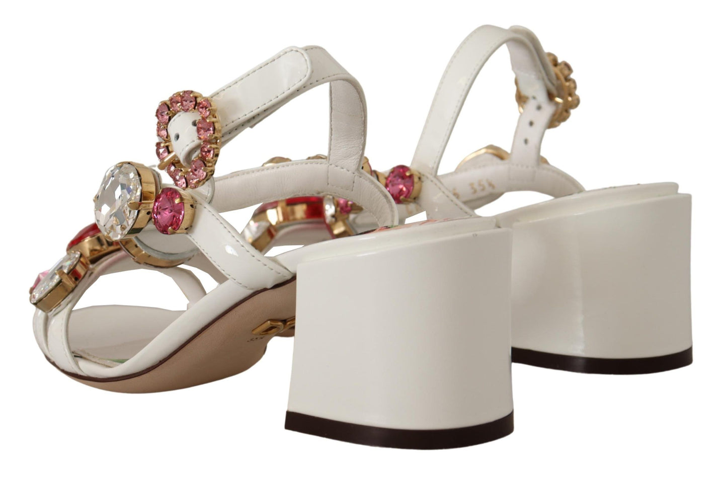 Dolce & Gabbana Elegant Strappy Sandals with Pink Roses and Crystals