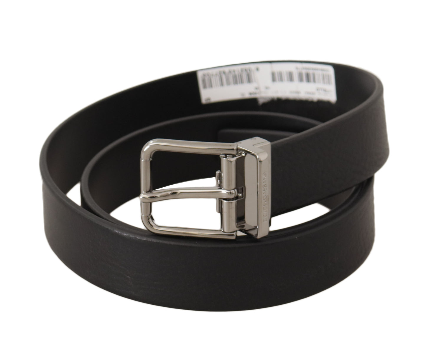 Dolce & Gabbana Elegant Black Leather Belt with Metal Buckle