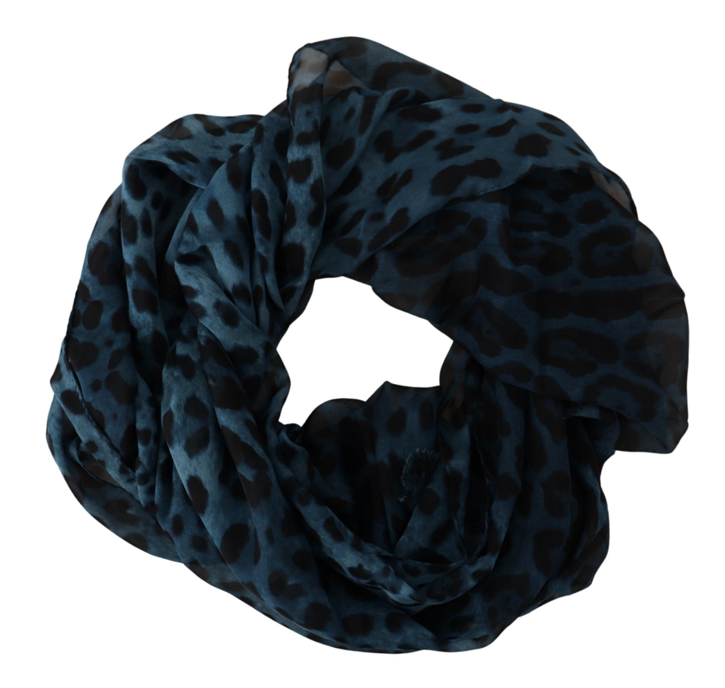 Dolce & Gabbana Elegant Blue Leopard Print Silk Shawl