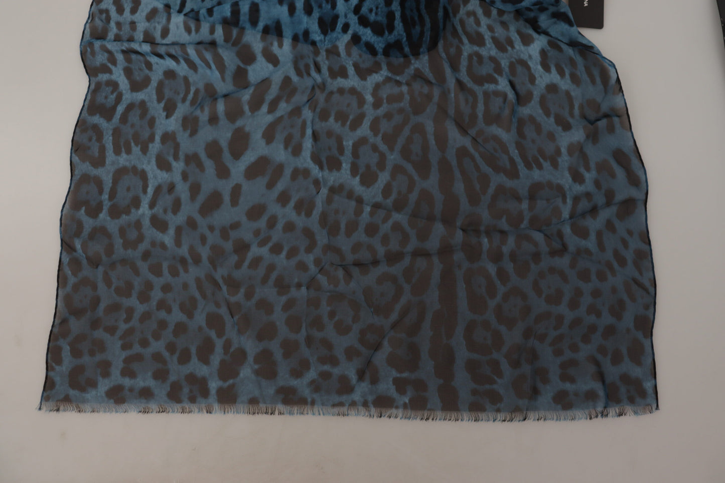 Dolce & Gabbana Elegant Blue Leopard Print Silk Shawl