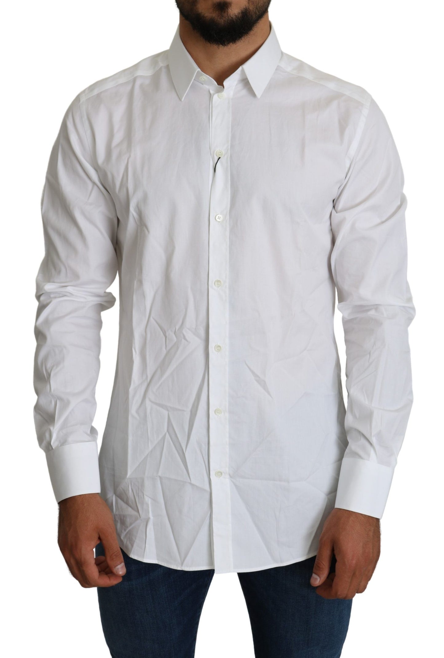 Dolce & Gabbana Elegant Slim Fit White Cotton Shirt