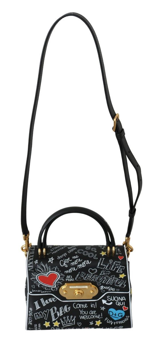 Dolce & Gabbana Elegant Black Leather Welcome Shoulder Bag