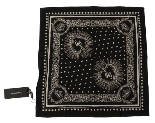 Dolce & Gabbana Elegant Silk Men's Scarf with Heart Crown Print