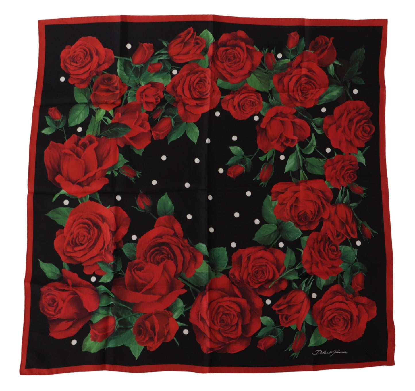 Dolce & Gabbana Elegant Red Roses Silk Square Scarf