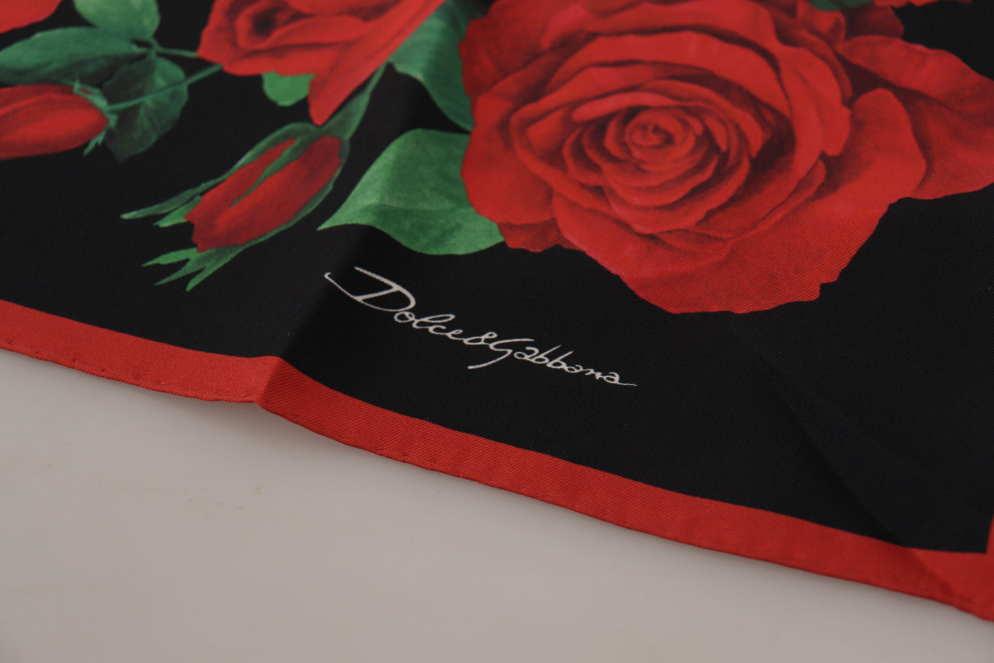 Dolce & Gabbana Elegant Red Roses Silk Square Scarf