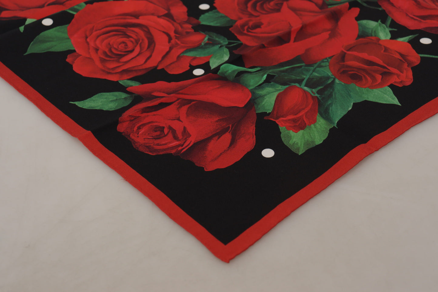 Dolce & Gabbana Elegant Red Roses Silk Square Scarf