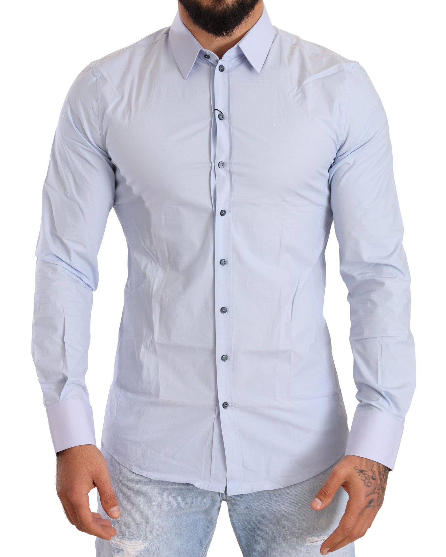 Dolce & Gabbana Elegant Light Blue Slim Fit Dress Shirt