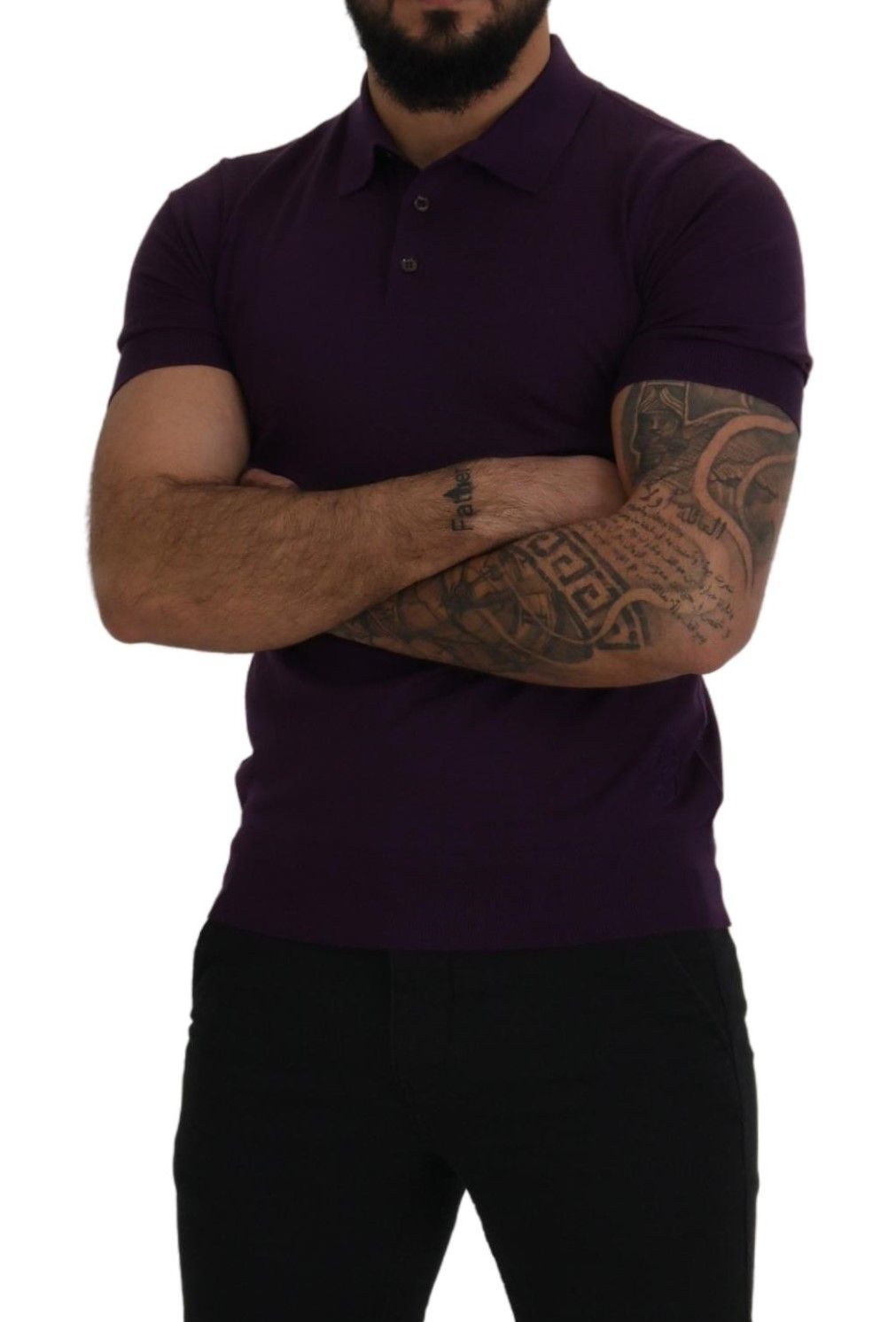 Dolce & Gabbana Purple Cashmere Polo Top Mens T-shirt