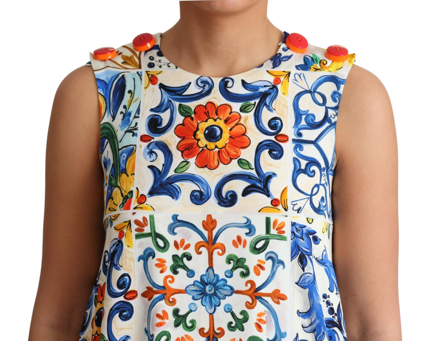 Dolce & Gabbana Majolica Print A-Line Silk Dress