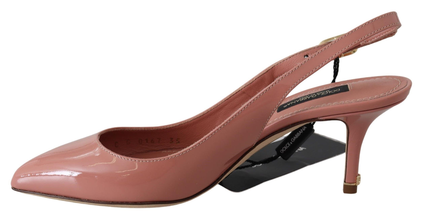 Dolce & Gabbana Pink Patent Leather Slingback Pumps Shoes