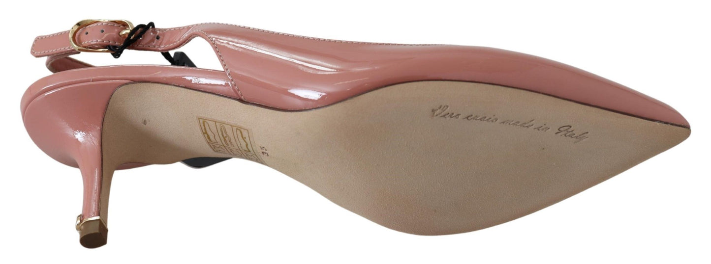 Dolce & Gabbana Pink Patent Leather Slingback Pumps Shoes