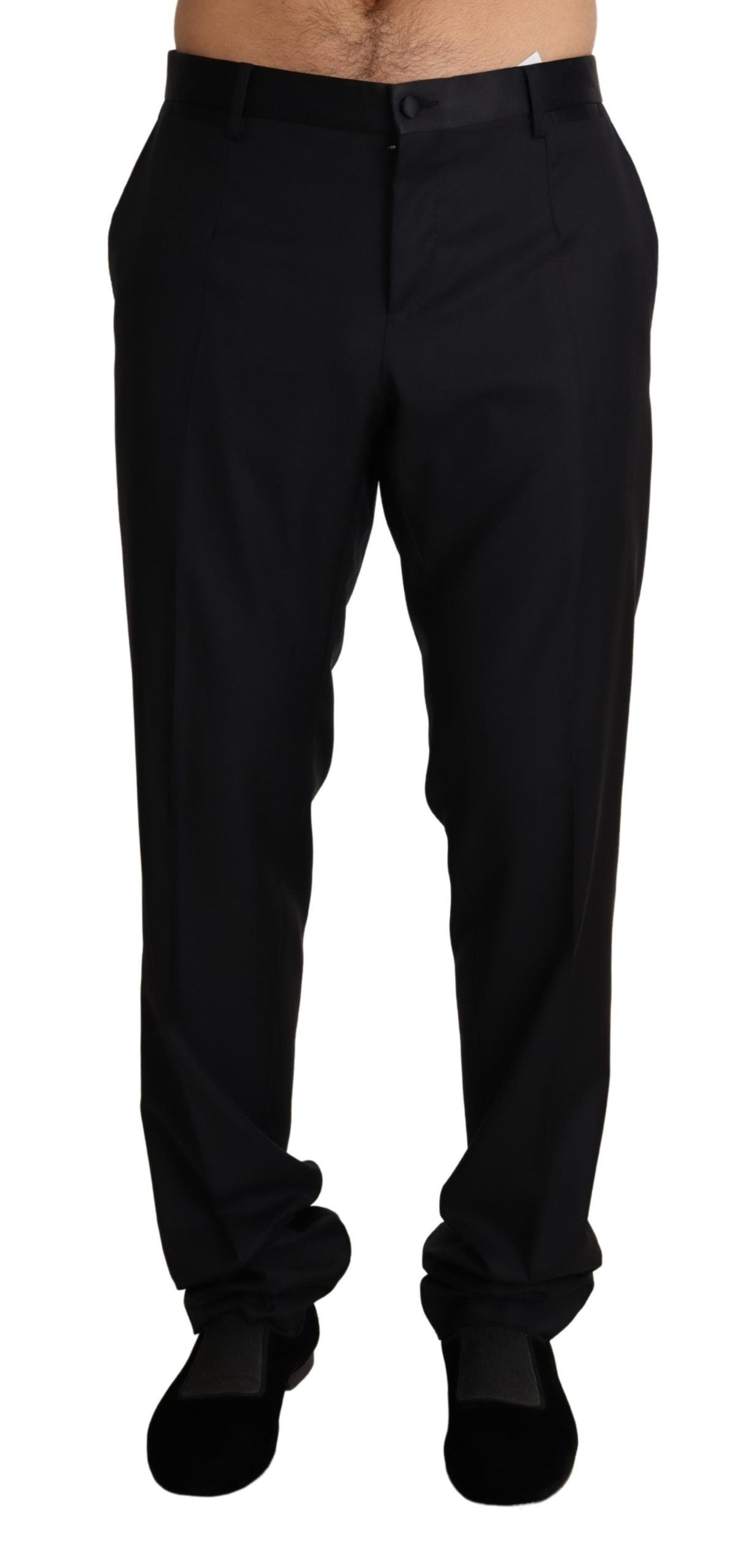 Dolce & Gabbana Black Wool Formal Tuxedo Trouser Pants