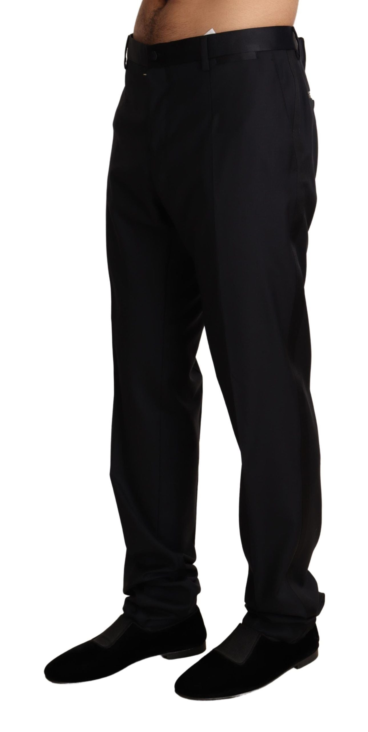 Dolce & Gabbana Black Wool Formal Tuxedo Trouser Pants