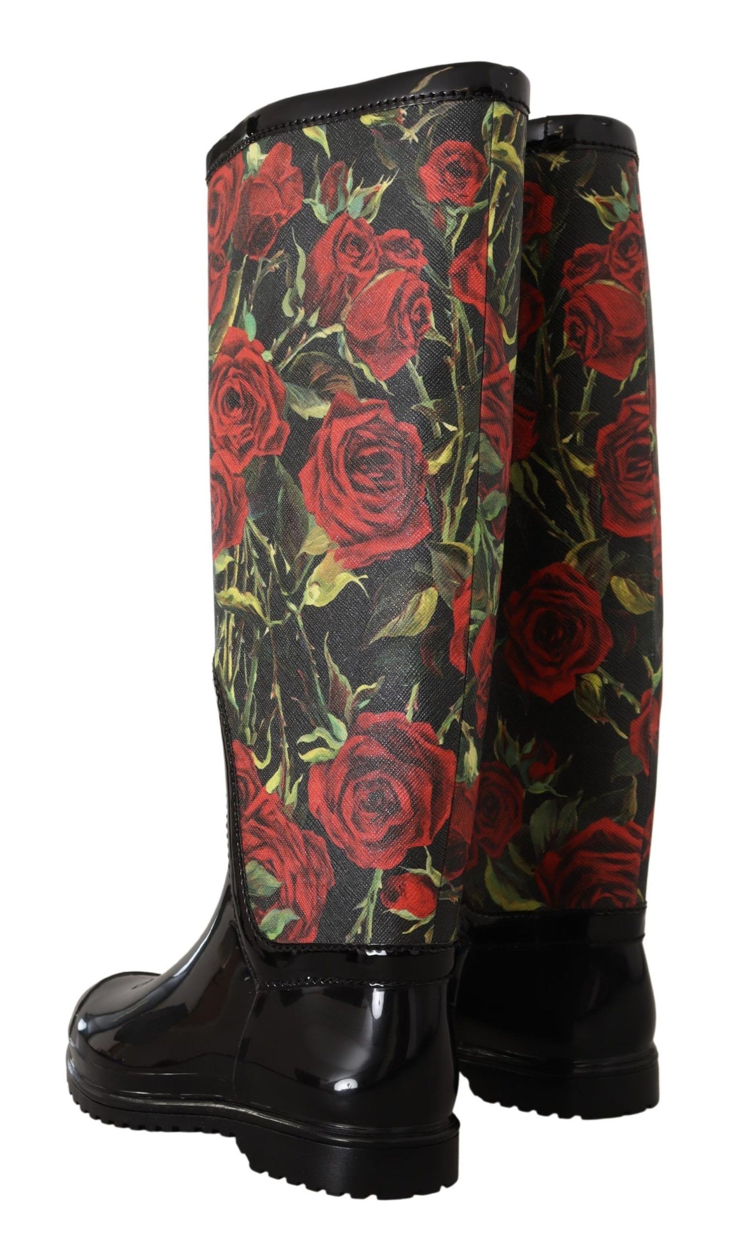 Dolce & Gabbana Elegant Floral Rain Boots - Chic All-Weather Footwear