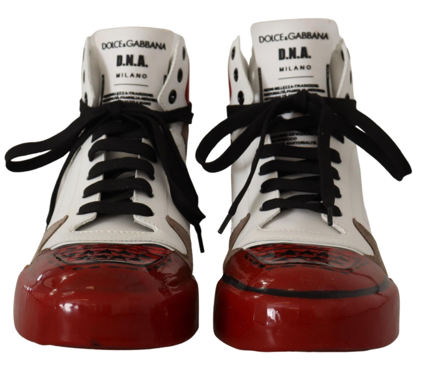 Dolce & Gabbana High-Top Leather Sneakers - Pristine White & Accents