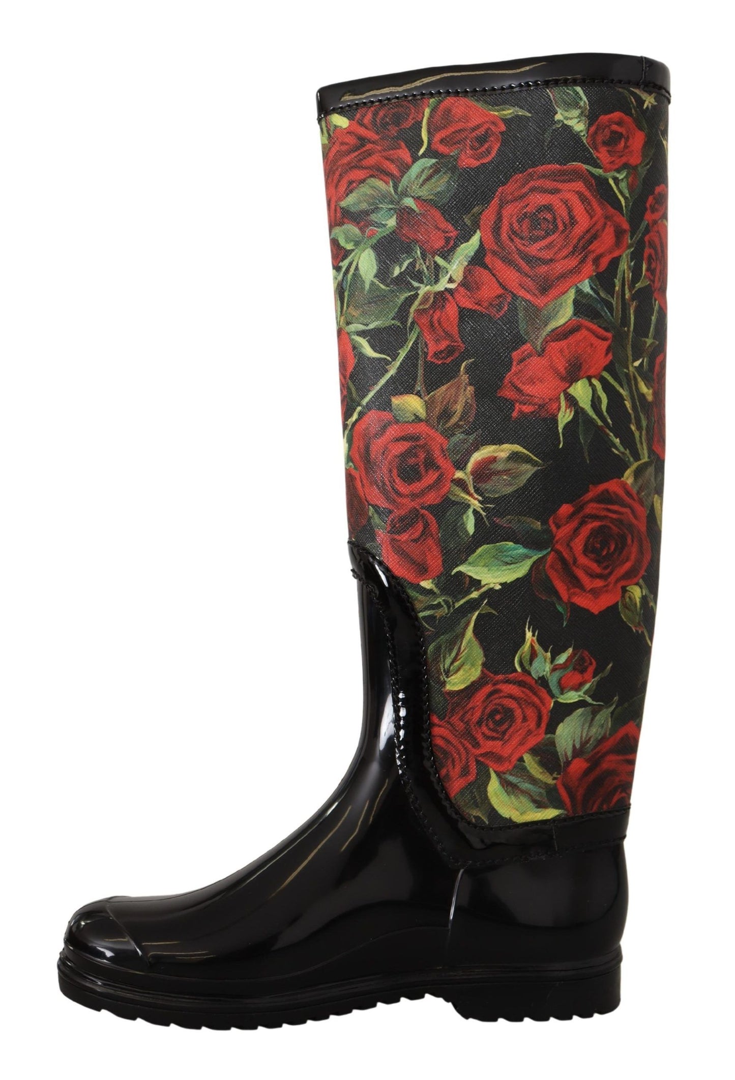 Dolce & Gabbana Elegant Floral Rain Boots - Chic All-Weather Footwear