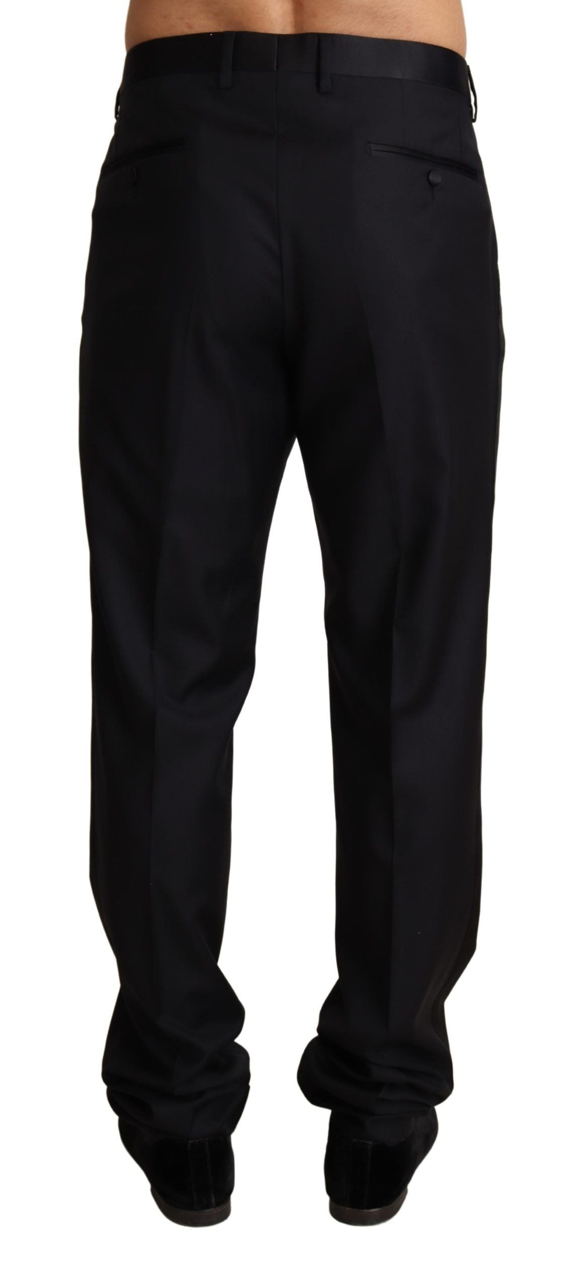 Dolce & Gabbana Black Wool Formal Tuxedo Trouser Pants