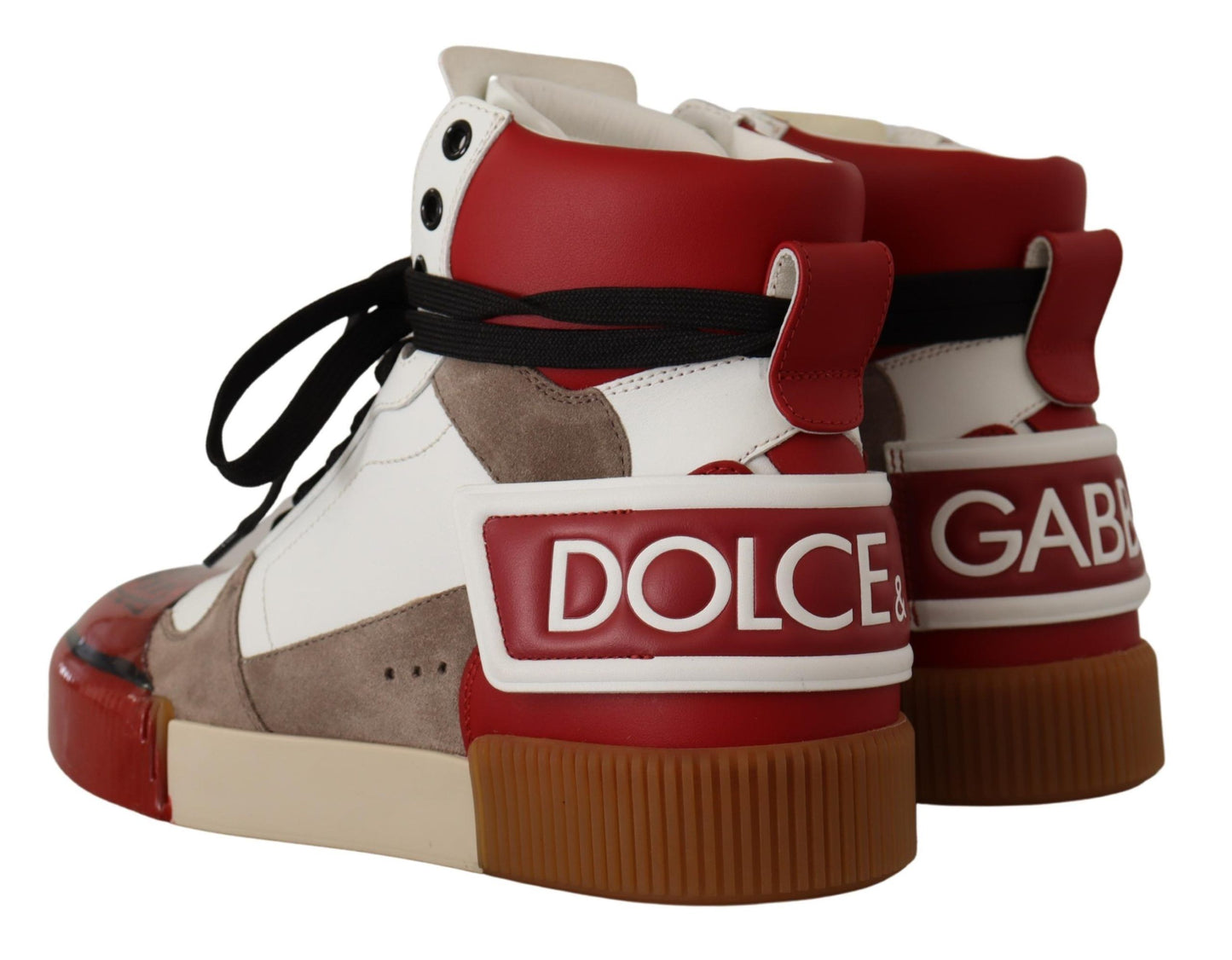 Dolce & Gabbana High-Top Leather Sneakers - Pristine White & Accents