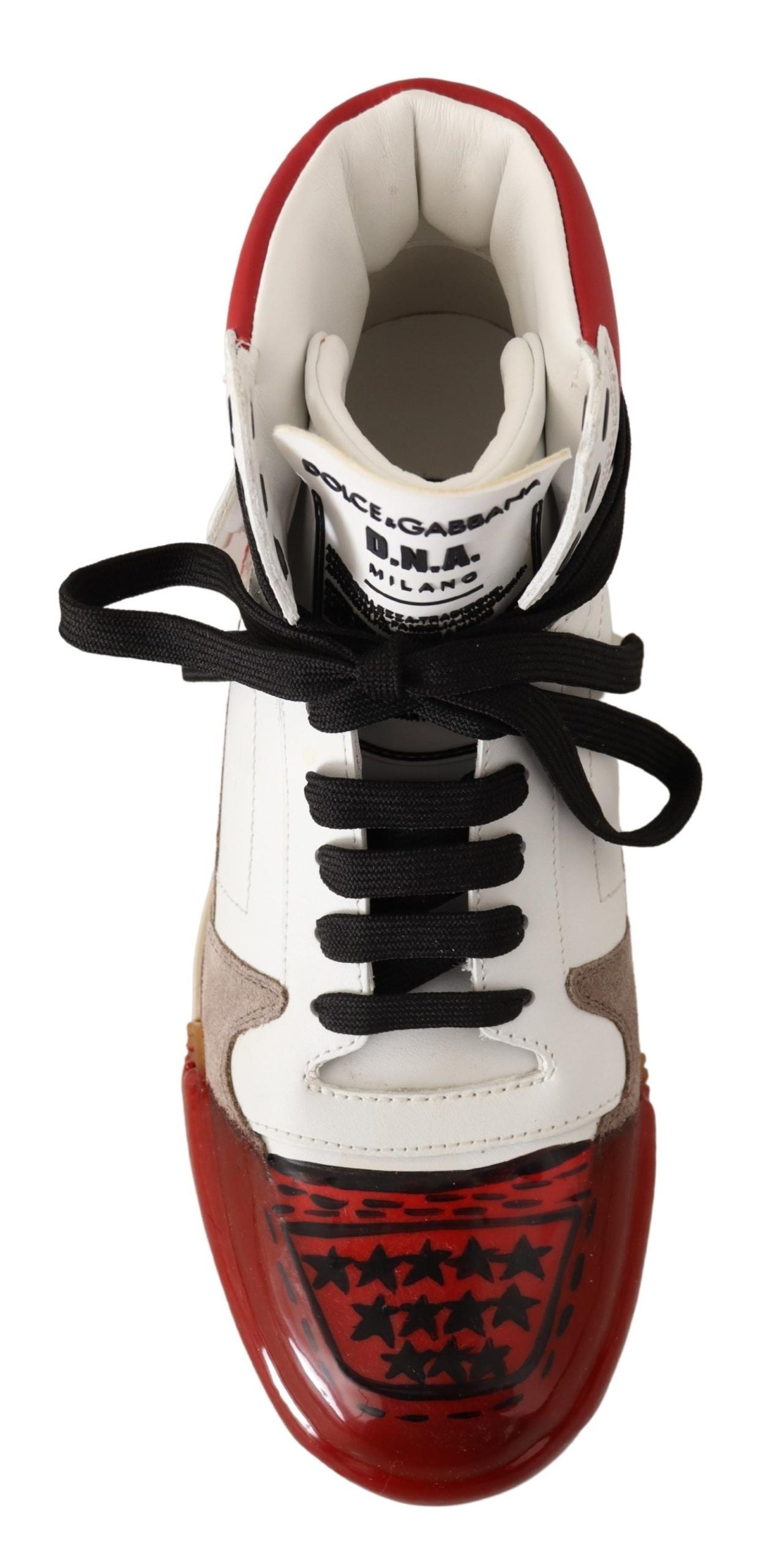 Dolce & Gabbana High-Top Leather Sneakers - Pristine White & Accents