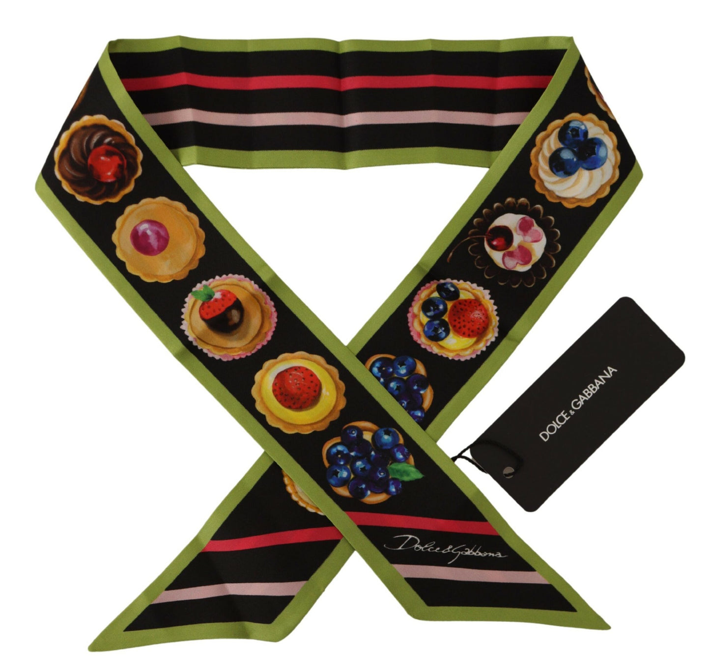 Dolce & Gabbana Multicolor Silk Fruit Print Bandeau Scarf