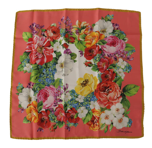 Dolce & Gabbana Chic Pink Floral Silk Square Scarf