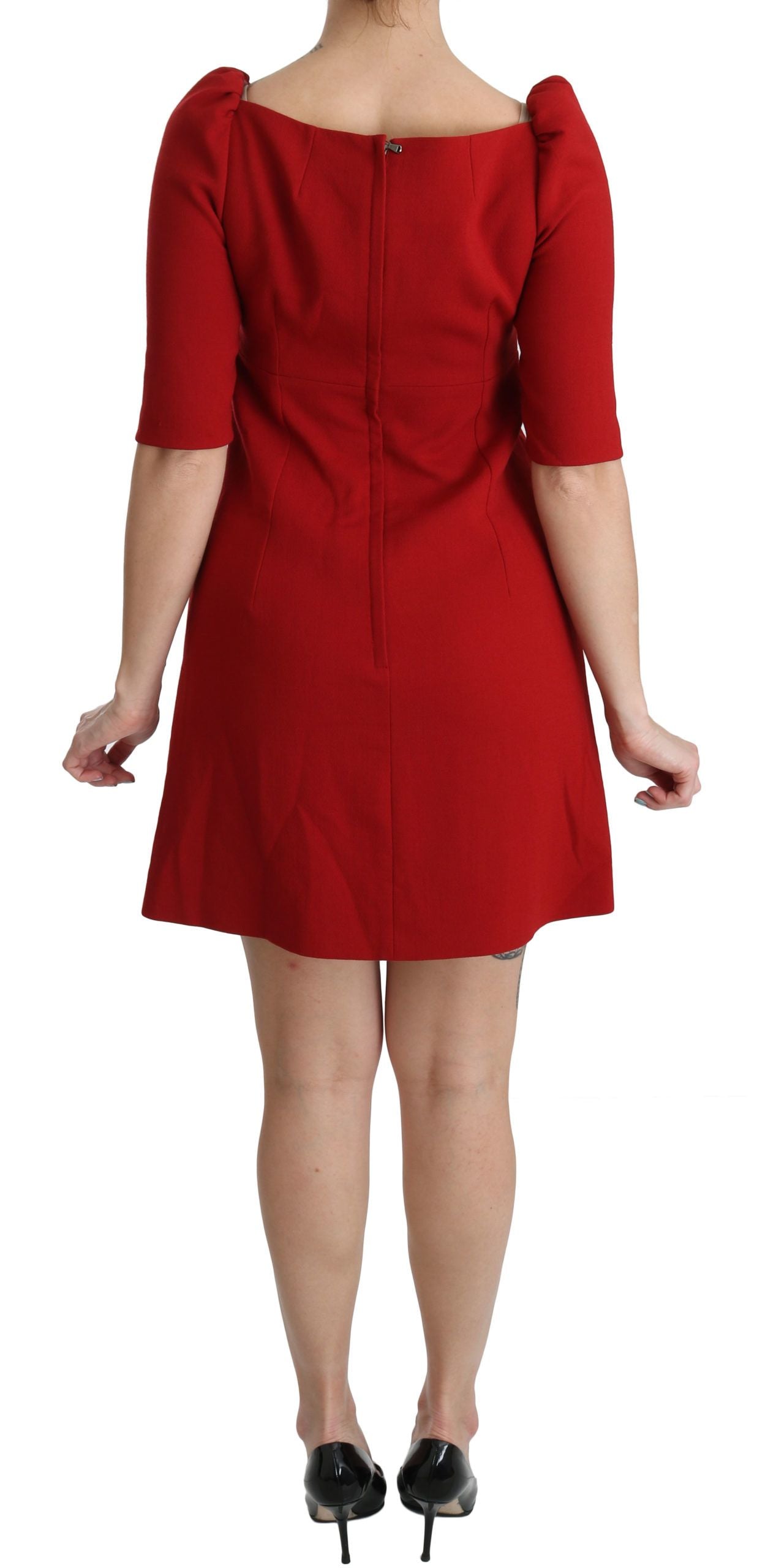 Dolce & Gabbana Chic Red Toy Embroidered Mini Sheath Dress