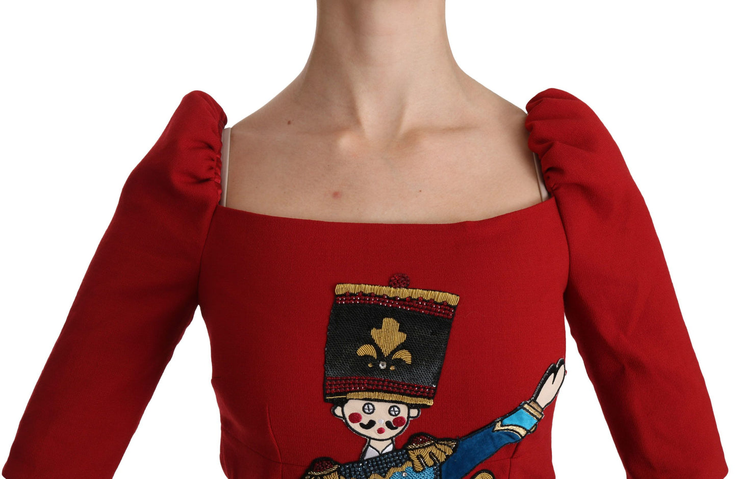 Dolce & Gabbana Chic Red Toy Embroidered Mini Sheath Dress