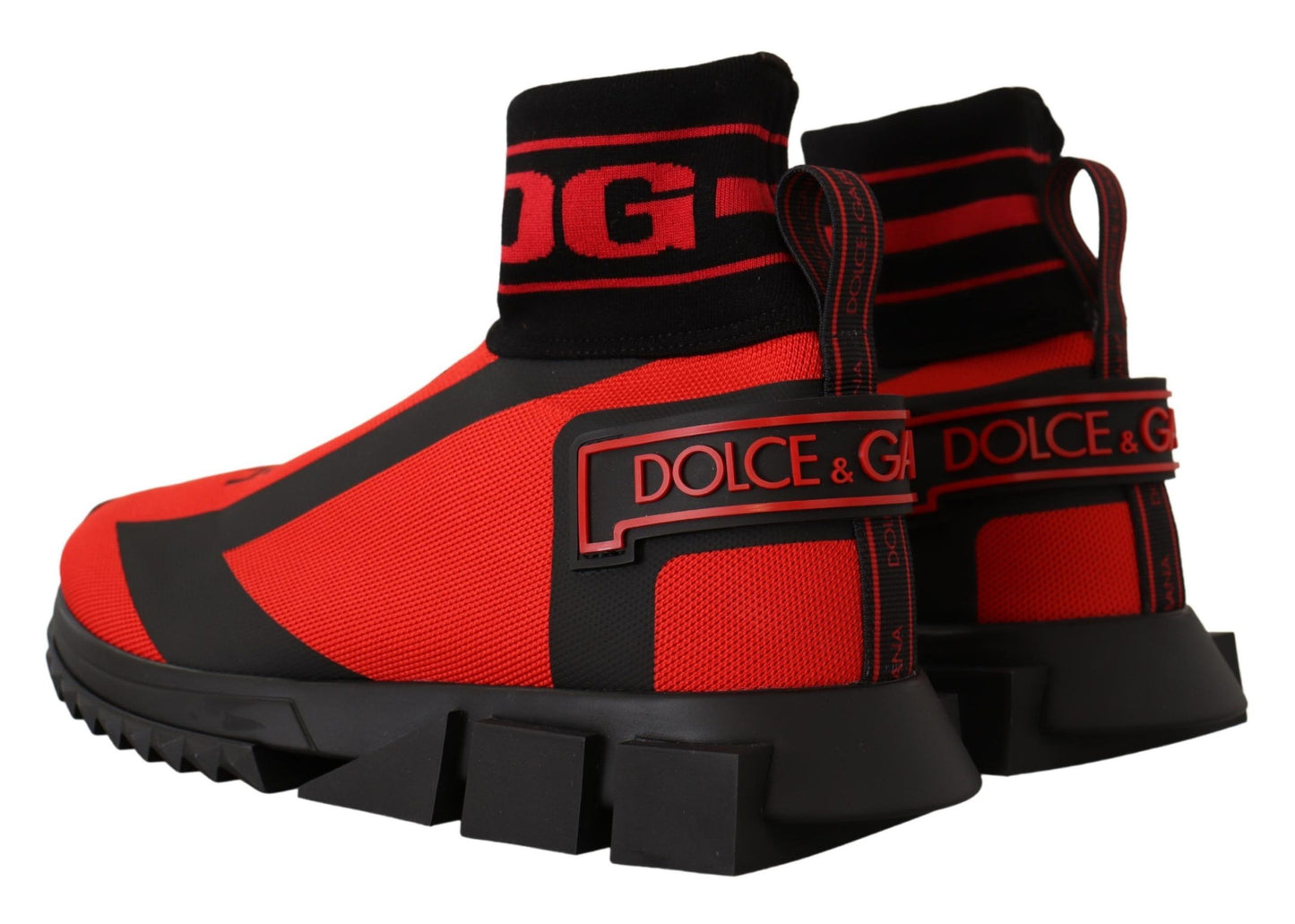 Dolce & Gabbana Elegant Monochrome Sneakers with Red Accent