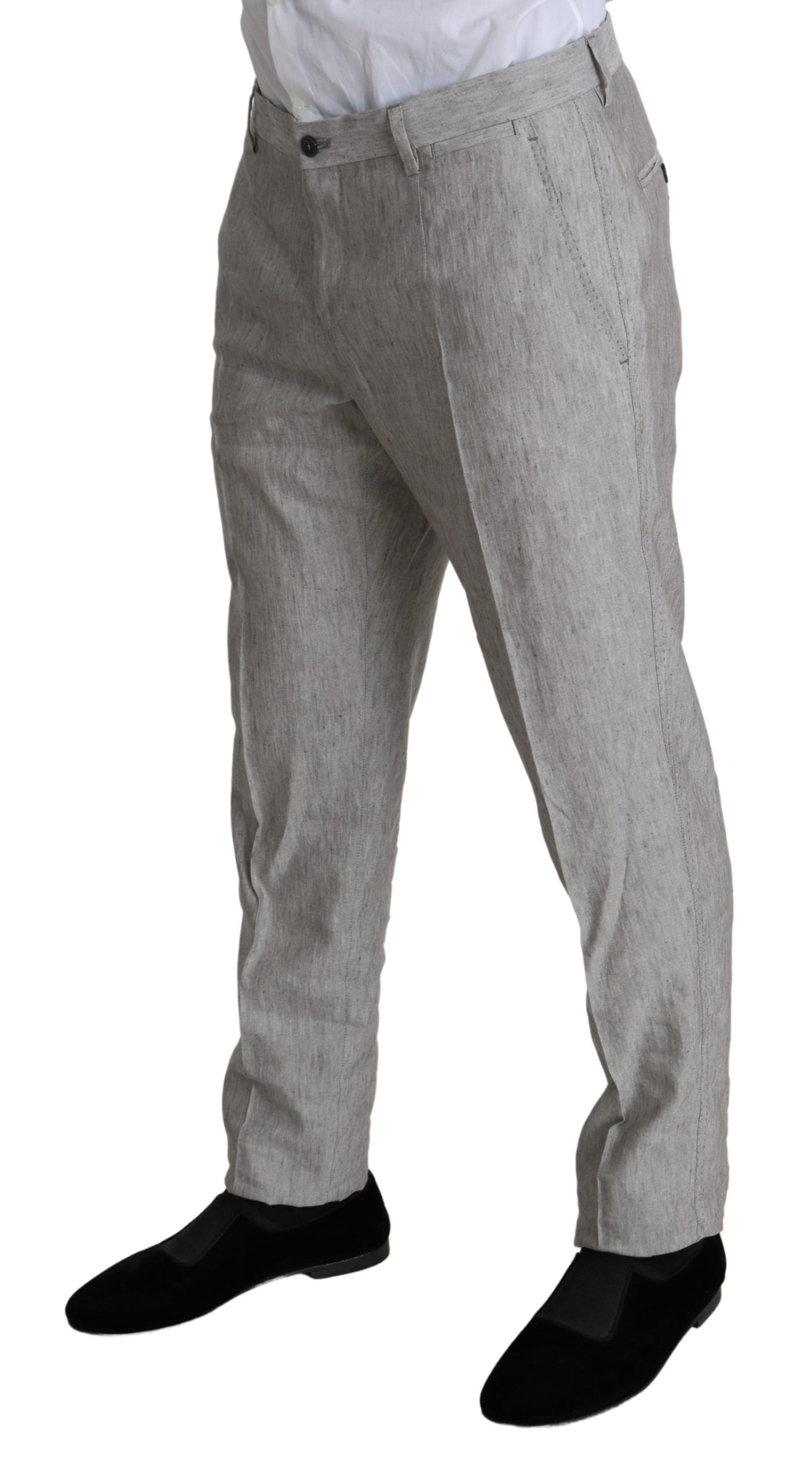 Dolce & Gabbana Elegant Slim Fit Gray Linen-Silk Suit