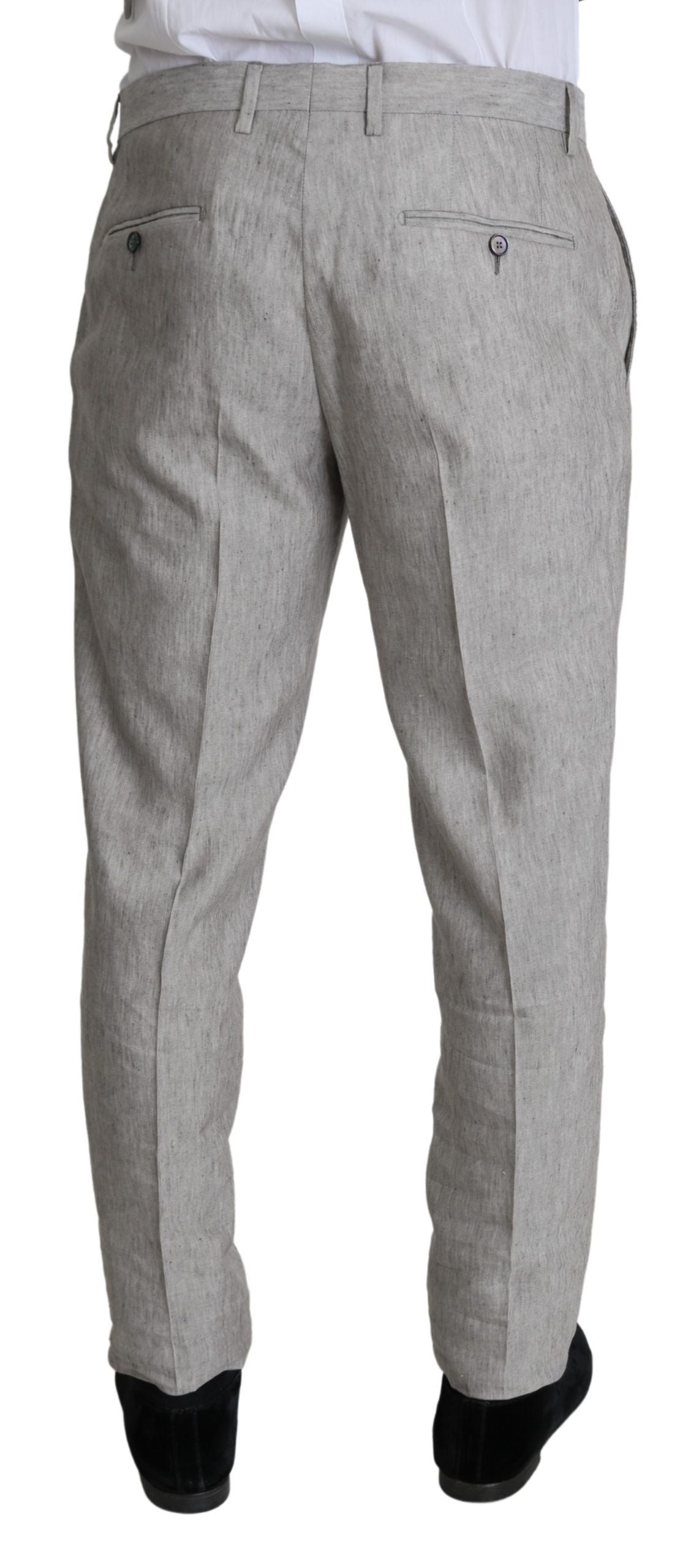 Dolce & Gabbana Elegant Slim Fit Gray Linen-Silk Suit